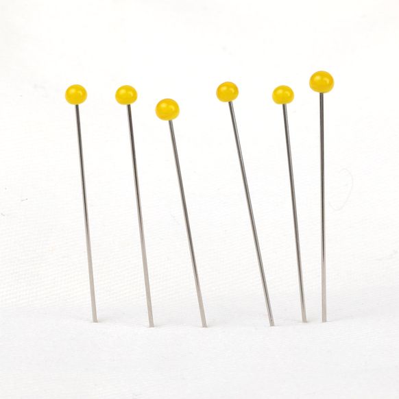 Шпильки 0,6 мм х 38 мм, зі скляною головкою (жовта), (20 г.) W211079 головна фотографія