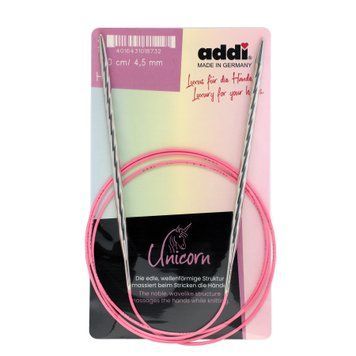 Спиці кругові Addi Unicorn 4,5 мм х 120 см, на рожевій лісці 115-7/4,5-120
