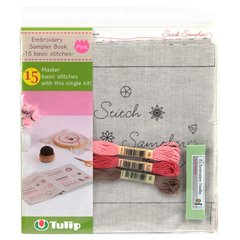 Набір для вишивки Tulip - Текстильна книга вишивальних стібків та швів, рожевий EK-101e