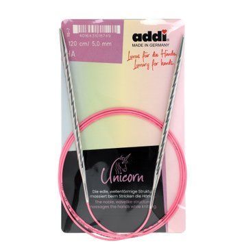Спиці кругові Addi Unicorn 5,0 мм х 120 см, на рожевій лісці 115-7/5,0-120