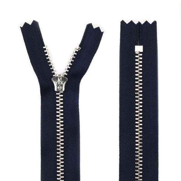 Молния металлическая джинсовя YKK, цвет зубьев и бегунка - никель, тип 4 - 18 см 4546062 главное фото