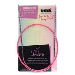 Спицы круговые Addi Unicorn 3,0 мм х 100 см, на розовой леске 115-7/3-100