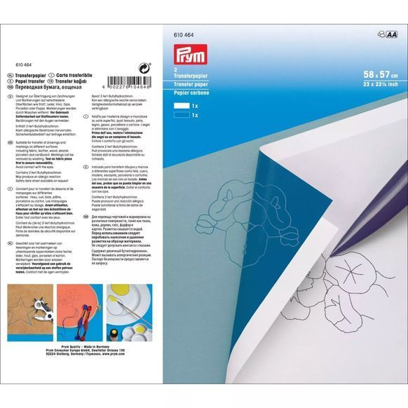 Копировальная бумага вощеная, белый/синий (2шт.), Prym 610464