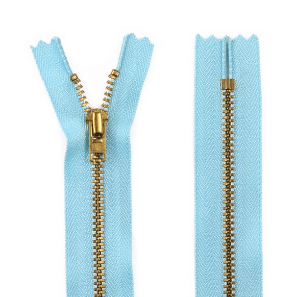 Блискавка металева джинсова YKK, колір бігунка та зубів - золото, тип 4 - 18 см 0851269 головна фотографія
