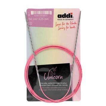 Спицы круговые Addi Unicorn 3,25 мм х 150 см, на розовой леске 115-7/3,25-150