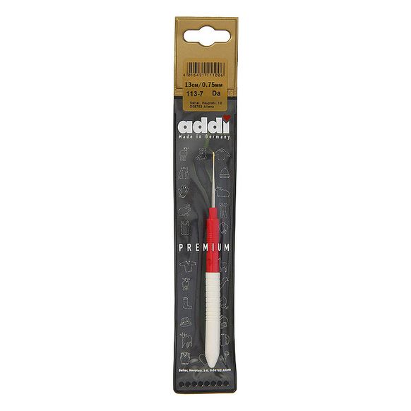 Крючок Addi Colour экстратонкий 0,75 мм х 13 см с пластиковой ручкой 113-7/0,75-13 главное фото