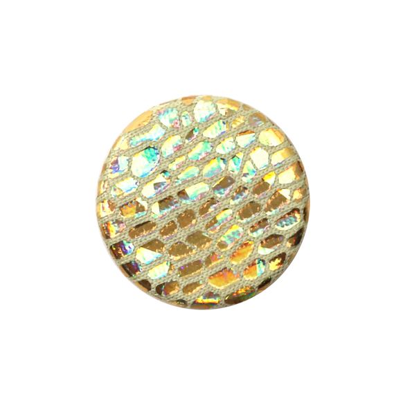Гудзик Flach 32" (20,5 мм) на білій пластиковій основі, золото з голограмою