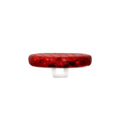 Пуговица тканевая Flach 32" (20,5 мм) на белой пластиковой ножке, красный с голограммой