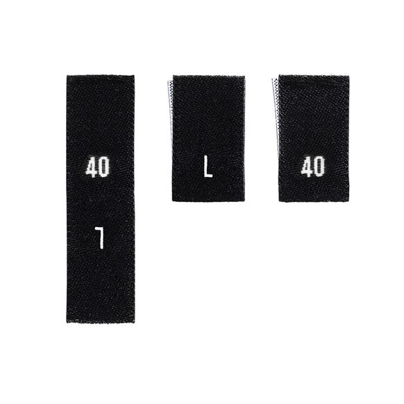 Етикетка ткана розмірник 10 х 20 (40) мм 1+1 чорна основа роз. 40 (L) WLS-102040-BW-40-L головна фотографія