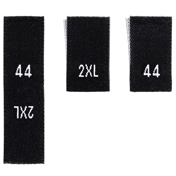 Этикетка тканая размерник 10 х 20 (40) мм 1+1 черная основа раз. 44 (2XL) WLS-102040-BW-44-2XL главное фото