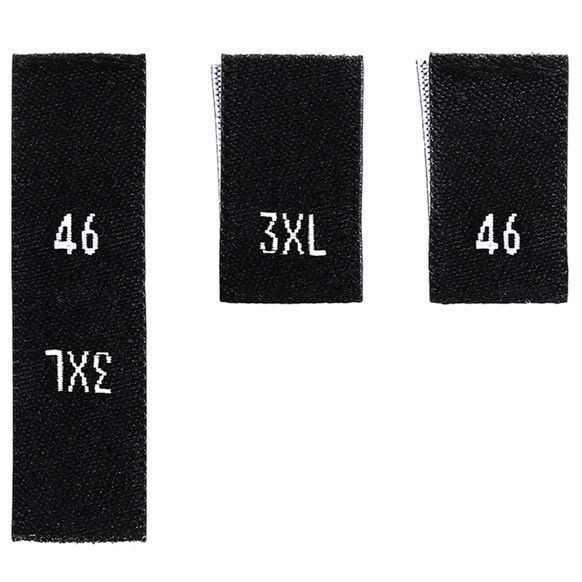 Этикетка тканая размерник 10 х 20 (40) мм 1+1 черная основа раз. 46 (3XL) WLS-102040-BW-46-3XL главное фото