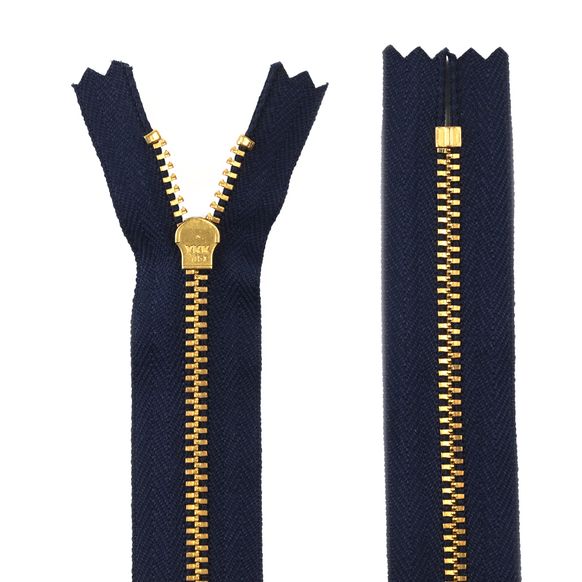 Блискавка металева джинсова YKK, колір бігунка та зубів - золото, тип 4 - 18 см 0851269 головна фотографія