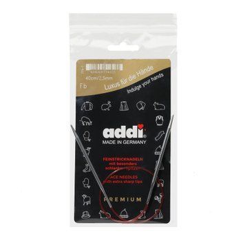 Спиці кругові Addi 2,5 мм х 40 см, з подовженими кінчиками 775-7/2,5-40