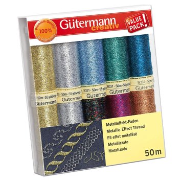 Набор металлизированных нитей Gutermann Metallic Effect, 10 катушек 734007 главное фото