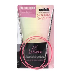 Спицы круговые Addi Unicorn 5,0 мм х 80 см, на розовой леске 115-7/5,0-80