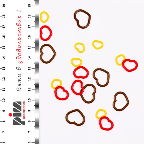 Набір маркерів петель Сердечки (розміри: S - жовтий, M - червоний, L - коричн.), Tulip AC-016e головна фотографія