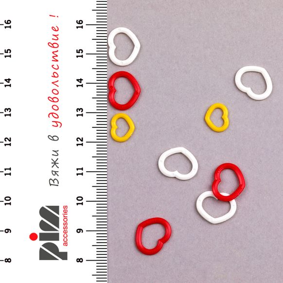 Набір маркерів петель Сердечки (розміри: S - жовтий, M - червоний, M - білий), Tulip AC-017e головна фотографія