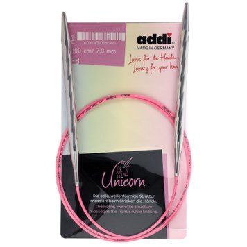 Спиці кругові Addi Unicorn 7,0 мм х 100 см, на рожевій лісці 115-7/7-100