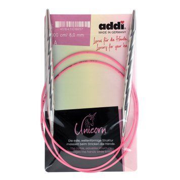 Спиці кругові Addi Unicorn 8,0 мм х 100 см, на рожевій лісці 115-7/8-100