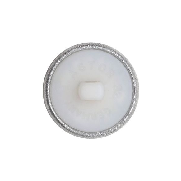 Гудзик Flach 32" (20,5 мм) на білій пластиковій основі, срібло матове